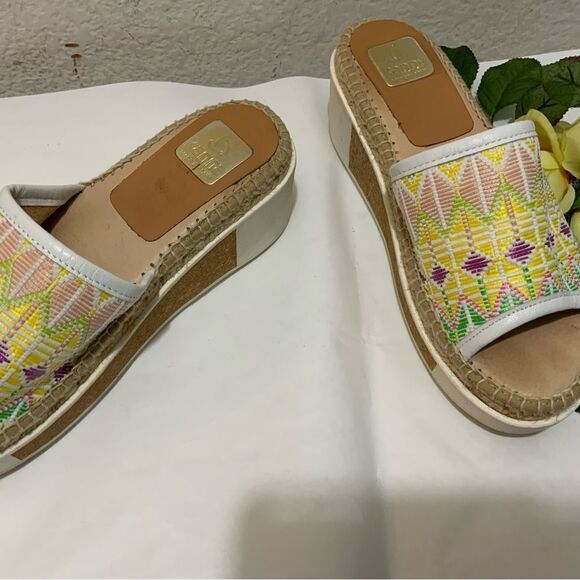 Kanna Multi-Color Slide Platform Wedge Espadrille Sandals Shoes Women's 39 / 9 - Picture 10 of 16